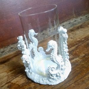 Unique Glass Vase with Seahorse Base